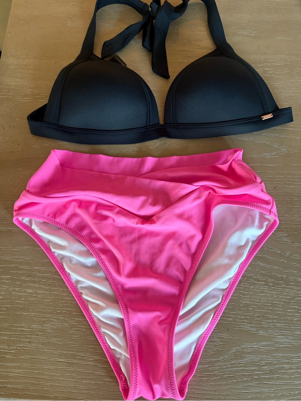 Victoria Secret Pink Bikini Swimsuit Medium Black & Pink